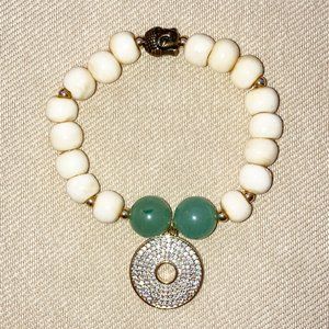 Organic Yak Bone Healing Buddha Spirit Bracelet w/Aventurine
